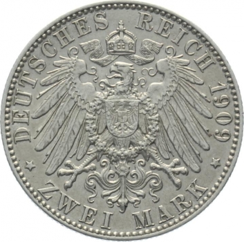 Sachsen 2 Mark 1909 - Friedrich August III. mit Markgraf Friedrich I.